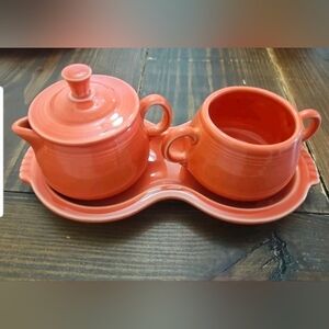 Fiestaware Vintage Homer Laughlin Persimmon Cream & Sugar Tray
